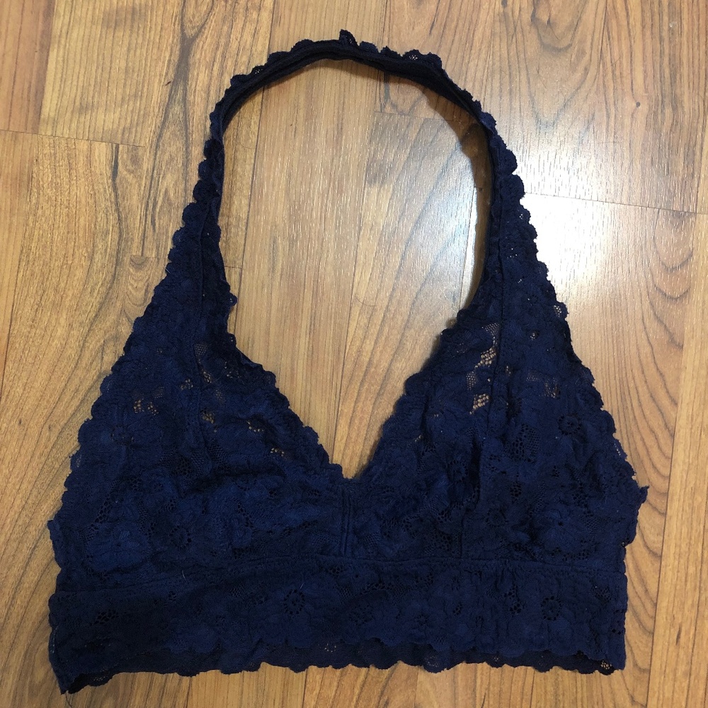 NEW! aerie Navy Lace Halter Bralette - Medium